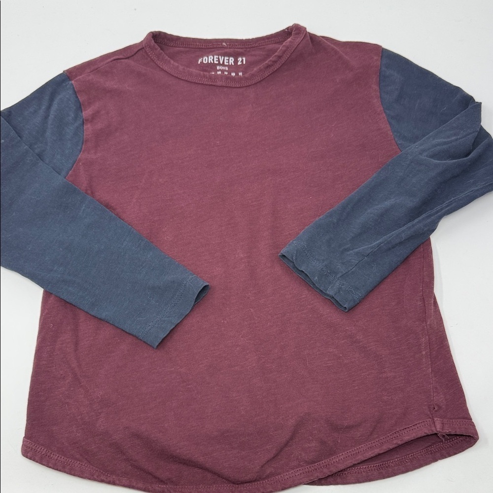 Forever 21 Boy’s Maroon and Navy Long Sleeve Tee Size 5-6